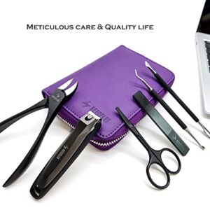 Ultimate Men's Nail Grooming Kit, Quality Manicure Pedicure Kit by Geeceler, Professional Manicure set, Nail Clipper Set 6 Pcs with Leather Case.