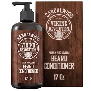viking revolution beard conditioner w/argan & jojoba oils – softens & strengthens – sandalwood scent – beard conditioner w/beard oil (17oz conditioner)