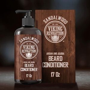 Viking Revolution Beard Conditioner w/Argan & Jojoba Oils - Softens & Strengthens - Sandalwood Scent - Beard Conditioner w/Beard Oil (17oz Conditioner)