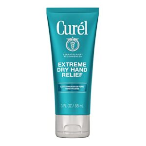 curél extreme dry hand dryness relief, travel size hand cream, easily absorbed hand cream for long-lasting relief after washing hands, with eucalyptus extract, 3 ounces