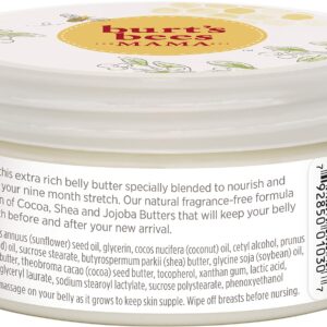 Burt's Bees Mama Belly Butter Skin Care, Pregnancy Lotion & Stretch Mark Cream, with Shea Butter and Vitamin E, 99% Natural, 6.5 Ounce