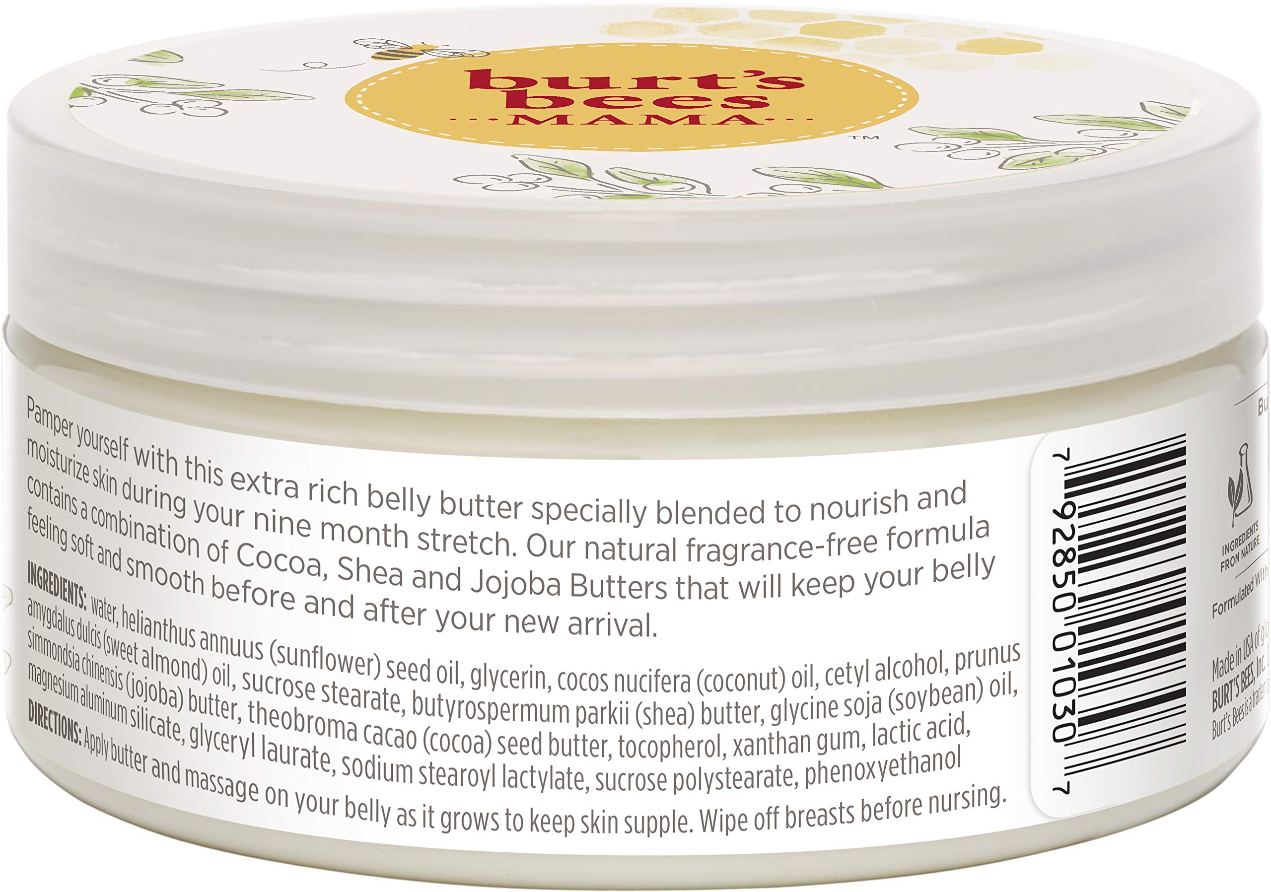 Burt's Bees Mama Belly Butter Skin Care, Pregnancy Lotion & Stretch Mark Cream, with Shea Butter and Vitamin E, 99% Natural, 6.5 Ounce