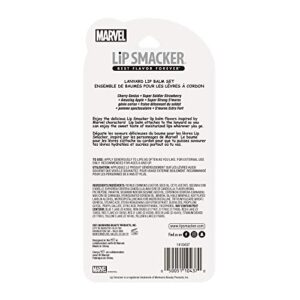 Lip Smacker Marvel Flavored Lip Balm Set W/ Lanyard | Spiderman, Hulk, Captain America, Iron Man | For Kids | Stocking Stuffer | Christmas Gift | Set of 4