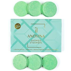 anovina 6xl shower steamers eucalyptus and menthol – made in usa – aormatherapy shower steamers, relaxation bath gifts for women and men, eucalyptus for shower, shower bombs aromatherapy