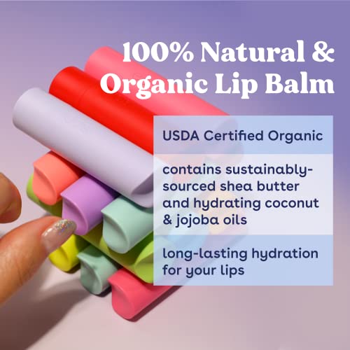 eos 100% Natural & Organic Lip Balm Sticks, Lip Care Variety Pack, Sweet Mint, Strawberry Sorbet, Vanilla Bean, Tropical Mango, 4 Count (Pack of 1)