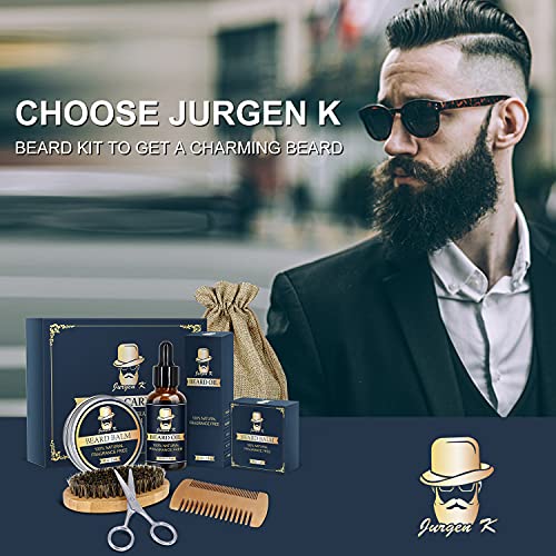 Beard Kit for Men Gifts - Beard Care Kit Gifts Set with Beard Oil, Beard Balm, Beard Brush & Comb, Scissors - Men Gifts for Men Dad Husband Grandpa Brother Boyfriend - Valentine's Day Gifts for Him