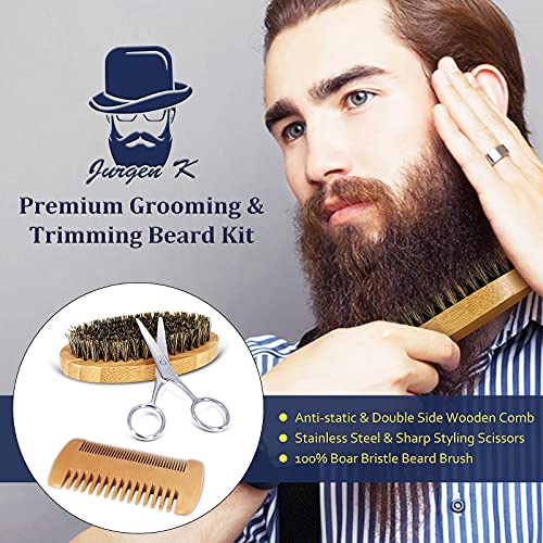 Beard Kit for Men Gifts - Beard Care Kit Gifts Set with Beard Oil, Beard Balm, Beard Brush & Comb, Scissors - Men Gifts for Men Dad Husband Grandpa Brother Boyfriend - Valentine's Day Gifts for Him