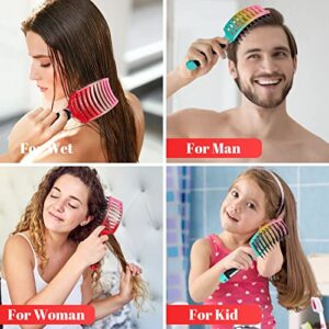 Boar Bristle Hair Brush 2 Pack, HIPPIH Wet & Dry No Pull Curved Vented Hair Brush, Styling Voremy Magical Brush Detangler for Kids & Men, Hairbrush for Women Can Adds Shine & Smooth Curly Thick Hair