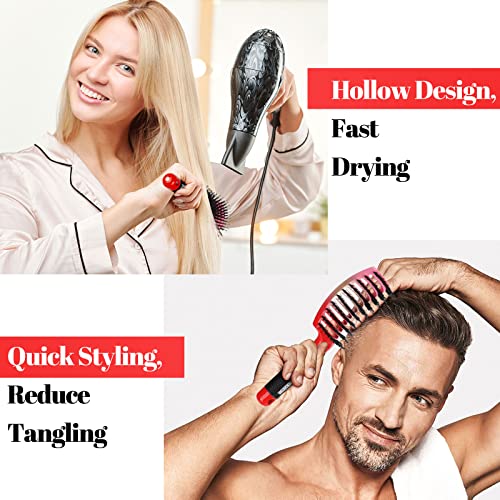 Boar Bristle Hair Brush 2 Pack, HIPPIH Wet & Dry No Pull Curved Vented Hair Brush, Styling Voremy Magical Brush Detangler for Kids & Men, Hairbrush for Women Can Adds Shine & Smooth Curly Thick Hair