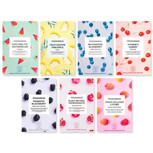 vitamasques face masks skincare sheet kit, 7-pack – juicy collection of triple-layer sheet facial masks – pore purifying, brightening, and hydrating face mask skin care – boost your skincare routine