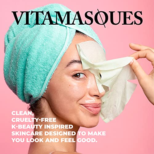 Vitamasques Face Masks Skincare Sheet Kit, 7-Pack - Juicy Collection of Triple-Layer Sheet Facial Masks - Pore Purifying, Brightening, and Hydrating Face Mask Skin Care - Boost your Skincare Routine