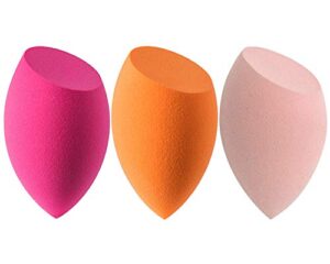 3pcs beauty makeup sponges set for dry & wet use – foundation blending sponge for concealer blush powder, multi-color blender sponges (3pcs – multi-colored a)