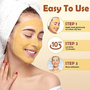 LAVONE Turmeric Vitamin C Clay Mask, Face Mask Skin Care with Vitamin C, Aloe and Turmeric Extract for Dark Spots, Ances, Blackheads, Controlling Oil and Refining Pores 4 Oz, for All Skin Types.