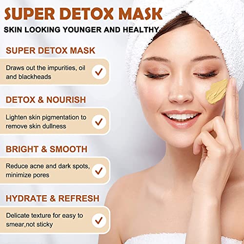 LAVONE Turmeric Vitamin C Clay Mask, Face Mask Skin Care with Vitamin C, Aloe and Turmeric Extract for Dark Spots, Ances, Blackheads, Controlling Oil and Refining Pores 4 Oz, for All Skin Types.