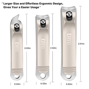 Eryu Nail Clippers Set (5Pcs), Stainless Steel Fingernail Clippers for Men & Women, with Leather Portable Travel Case, Professional Fingernail & Toenail Clippers for Thick Nails - Dad & Mom Gifts