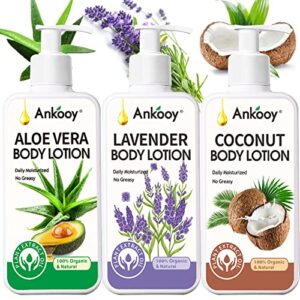 3 pack body lotion for women dry skin,bulk lotion for men scented natural body moisturizer aloe,coconut,lavender with vitamin e, moisturizing body cream with shea butter, skin lotion body skin care products mother day father day valentine’s day gifts for