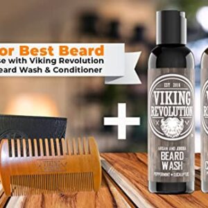 Wooden Beard Comb & Case, Dual Action Fine & Coarse Teeth, Perfect for use with Balms and Oils, Top Pocket Comb for Beards & Mustaches by Viking Revolution