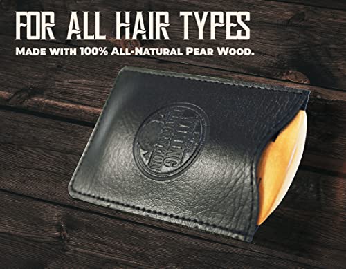 Wooden Beard Comb & Case, Dual Action Fine & Coarse Teeth, Perfect for use with Balms and Oils, Top Pocket Comb for Beards & Mustaches by Viking Revolution