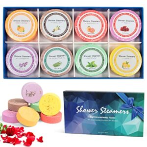 vanten shower steamers 8pcs shower bombs with essential oils for stress relief, shower steamers aromatherapy for home spa, self care gifts for women, christmas gifts, relaxation gifts for women