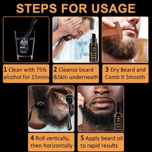 YOOBEAUL Beard Growth Kit, Derma Roller for Beard Growth, Biotin Beard Growth Oil for Patchy Beard, Beard Wash, Wooden Beard Comb, Beard Kit, Stocking Stuffers Birthday Gifts for Fathers Dad Men Him