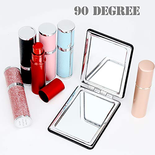 YTZJ Direct Compact Mirror for Men, Women and Girls, Black Travel Makeup Mirrors for Handbag and Pocket, Portable Double-Sided Mirror with Distortion Free