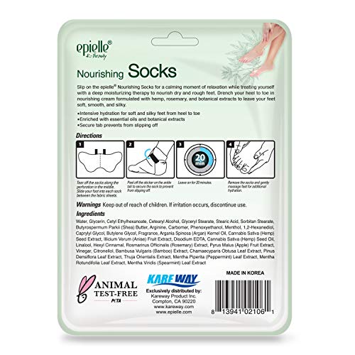 Epielle Nourishing Foot Masks - Hemp + Rosemary Extract for Deep Moisturizing 100% Vegan & Cruelty-Free (Socks 6pk), Beauty Gifts | Skincare Gifts | Skincare Party Favors. Stocking Stuffers!!