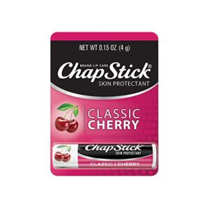chapstick classic cherry lip balm tube, flavored lip balm for lip care on chafed, chapped or cracked lips – 0.15 oz