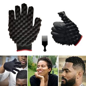 tantrum tow ropes hair curl sponge gloves, magic curly sponge gloves barber curl twist sponge glove hair sponge for curling twisting and dread, hair brush sponges for black men curls (right glove)