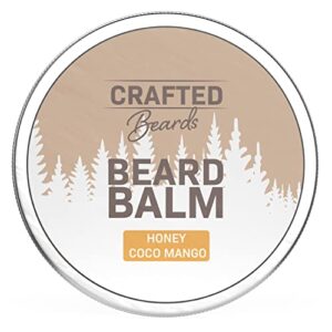 crafted beards – beard balm – beard wax – mustache wax – light hold – for a softer, smoother, moisturized beard – made with all-natural and organic ingredients – leave in conditioner (honey coco mango)