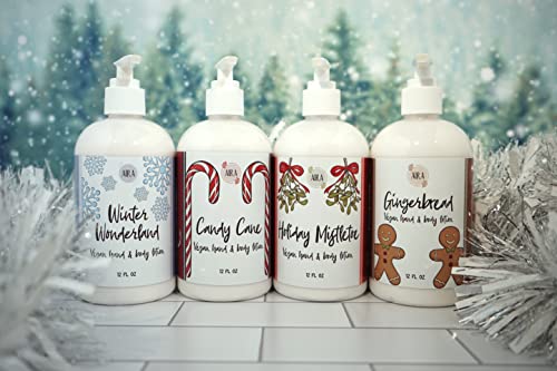 Aira All Natural Moisturizing Hand Lotion, Vegan Hand Lotion for Men and Women, Luxury Skincare for Bathroom, Christmas Gift, Holiday Lotion for Sensitive Skin, Holiday Mistletoe Scent - 12 Ounce Bottle