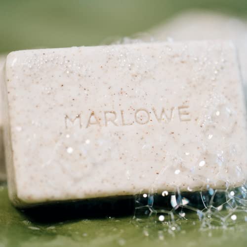 MARLOWE. No. 102 Men's Body Scrub Soap 7 oz | Warm Santal Scent | Best Exfoliating Bar for Men | Made with Natural Ingredients | Green Tea Extract | 6-Pack