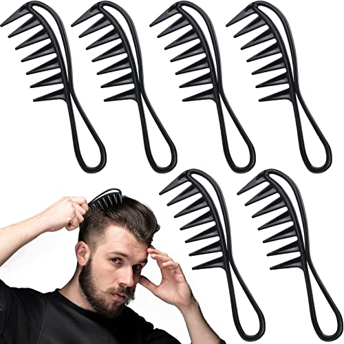 6 Pieces Wide Tooth Comb Black Salon Shower Comb Flexible Styling Comb Teasing Dentangler Comb Wide Spacing Teeth Comb Detangling Shampoo Comb for Long, Thick, Curly, Wet, Dry and Most Hair Types