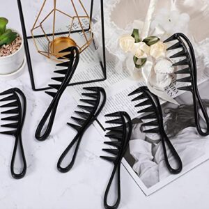 6 Pieces Wide Tooth Comb Black Salon Shower Comb Flexible Styling Comb Teasing Dentangler Comb Wide Spacing Teeth Comb Detangling Shampoo Comb for Long, Thick, Curly, Wet, Dry and Most Hair Types