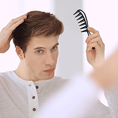 6 Pieces Wide Tooth Comb Black Salon Shower Comb Flexible Styling Comb Teasing Dentangler Comb Wide Spacing Teeth Comb Detangling Shampoo Comb for Long, Thick, Curly, Wet, Dry and Most Hair Types