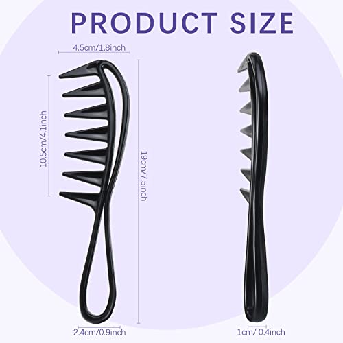 6 Pieces Wide Tooth Comb Black Salon Shower Comb Flexible Styling Comb Teasing Dentangler Comb Wide Spacing Teeth Comb Detangling Shampoo Comb for Long, Thick, Curly, Wet, Dry and Most Hair Types