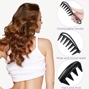 6 Pieces Wide Tooth Comb Black Salon Shower Comb Flexible Styling Comb Teasing Dentangler Comb Wide Spacing Teeth Comb Detangling Shampoo Comb for Long, Thick, Curly, Wet, Dry and Most Hair Types