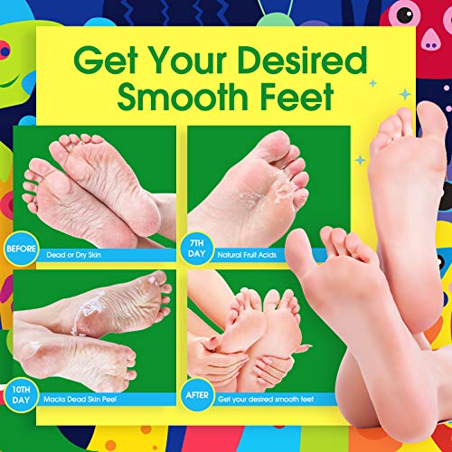 Foot Peel Mask 2 Pack, Exfoliating Peeling Mask for Baby Soft Feet, Rough Callus Dead Skin Remover, Dry Cracked Heels Repair Treatment - Women Men