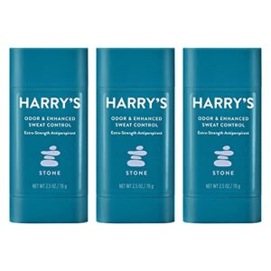 harry’s extra – strength antiperspirant – odor & enhanced sweat control antiperspirant for men – stone, pack of 3
