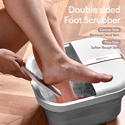 Beinilai Foot Spa, Collapsible Foot Bath Spa with Heat and Bubble Massage,Feet Soaking Tub with Vibration,2 Massage Rollers, Raised Nodes & Red Light,Pedicure Foot Spa Soak with Foot File (White)