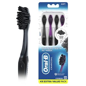oral-b charcoal toothbrushes, soft 4ct