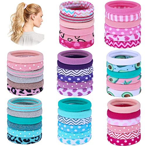 Hair ties for women-48PCS Ties for Thick Heavy or Curly Hair-No Slip Seamless Ponytail Holders-hair ties for girls-Long Lasting Braids- elastic hair ties(multi-color B-48PCS)