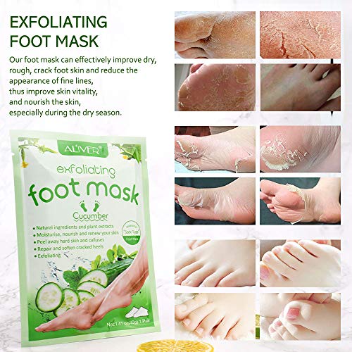 Foot Peel Mask 3 Pack,Remove Callus & Repair rough heals-Men Women (Cucumber)