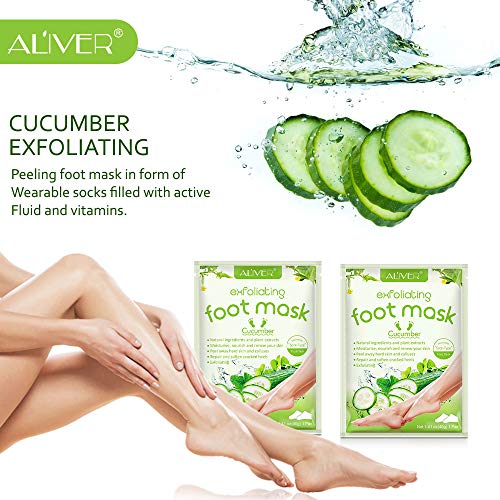 Foot Peel Mask 3 Pack,Remove Callus & Repair rough heals-Men Women (Cucumber)