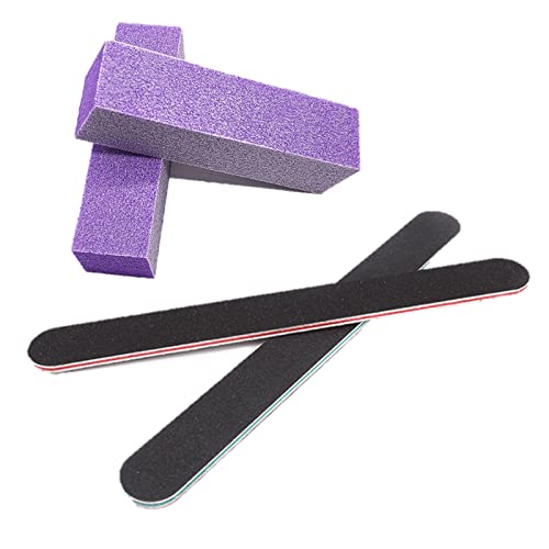 JOVANANail Files & Buffer, 100/180 Double Grit Sided Nail Files Reuseable Manicure Tools Kit Professional Rectangular Art Care Buffer Block Tools 2 Pcs/Pa(Black)(Purple)