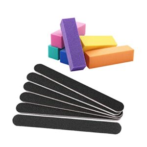 JOVANANail Files & Buffer, 100/180 Double Grit Sided Nail Files Reuseable Manicure Tools Kit Professional Rectangular Art Care Buffer Block Tools 2 Pcs/Pa(Black)(Purple)