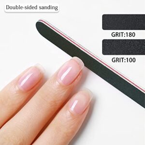 JOVANANail Files & Buffer, 100/180 Double Grit Sided Nail Files Reuseable Manicure Tools Kit Professional Rectangular Art Care Buffer Block Tools 2 Pcs/Pa(Black)(Purple)