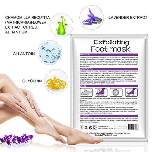 Foot Peel Mask 3 Pack， Exfoliator Peel Off Calluses Dead Skin Callus Remover，Baby Soft Smooth Touch Feet-Men Women (Lavender)