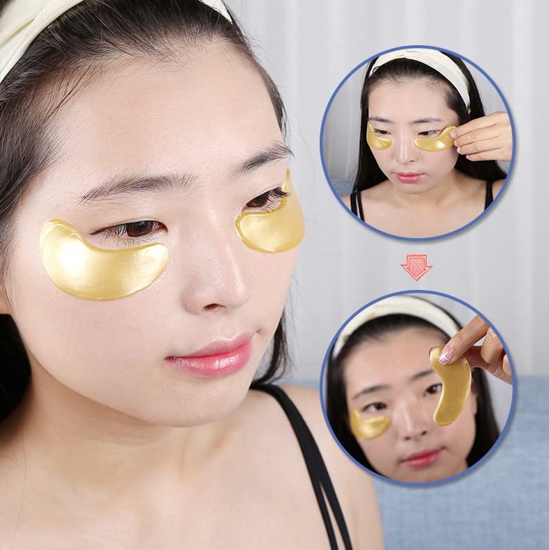 Lulu's Shop Golden Eye Collagen Mask - 10 Pairs Hydrating Under Treatment Patch- Face Wrinkle Self Care Skincare Party Favors- Beauty Glow- Goodbye to Dark Circles and Fine Lines, Gold