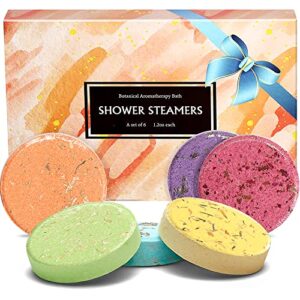 shower steamers, 6pcs shower bombs with essential oils,vaporizing steam spa experience of shower bombs enjoy spa at home-valentines day gifts for her and him