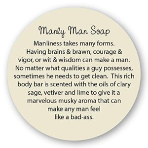 Seattle Sundries | Manly Man Soap Bar - 1 (4oz) Handmade Natural Mens Bar Soap in a Low Waste Gift Tin, Classic Masculine Scent - Spouse Gift for Him